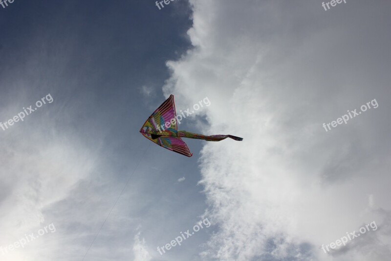 Kite Sky Clouds Wind Free Photos