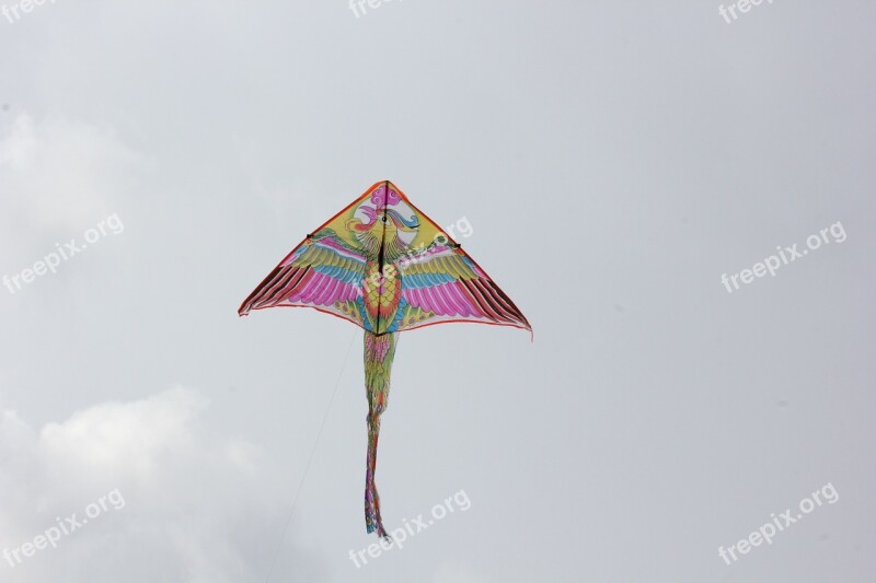 Kite Sky Clouds Wind Free Photos