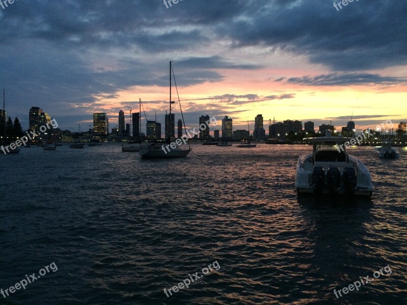 Boat Harbor Sunset Water Travel