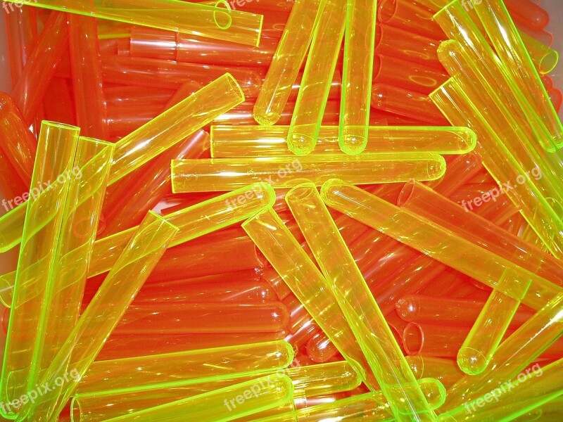 Test Tubes Orange Yellow Neon Plastic