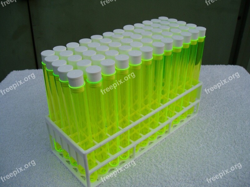 Laboratory Neon Yellow Test Tubes Chemistry