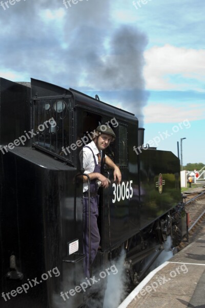 Kent East Sussex Railway Locomotive 30065 Br Livery American Shunting Engine Driver Fireman