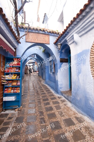 Morocco Blue Street People Chefchaouen Free Photos