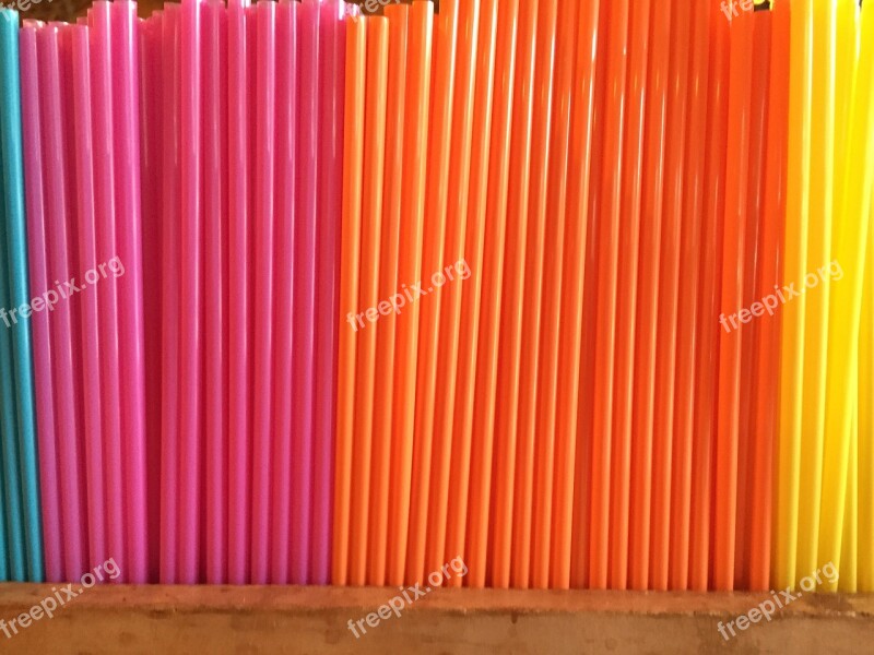 Colorful Straws Bright Colors Straws Vertical Pink