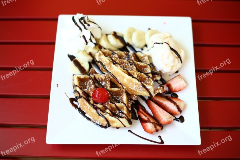 Waffle Sweets Foodstuff Free Photos