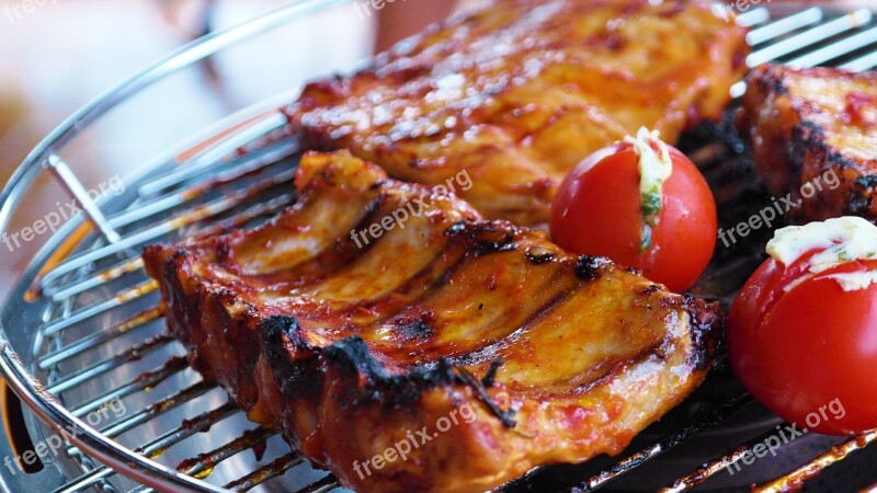 Spare Ribs Grill Bbq Barbecue Peeling Ribs