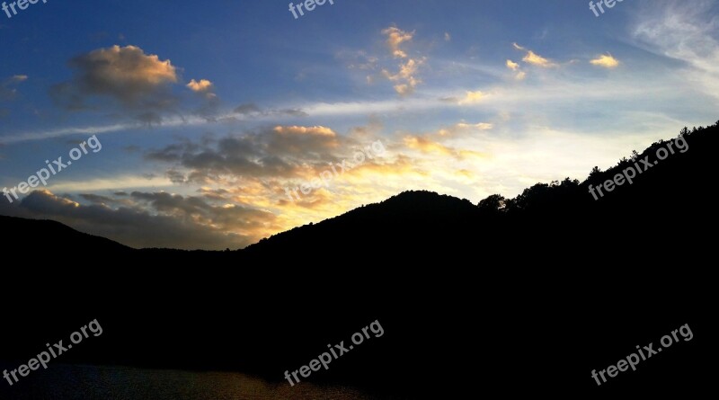 Sunset Mountains Cloud Landscape Sun