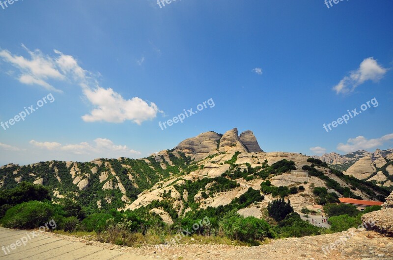 Spain Montserrat Mountains View Barcelona