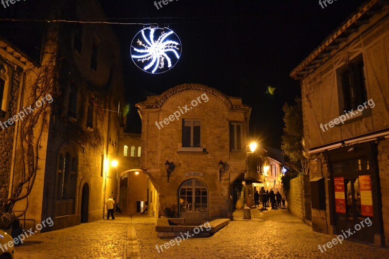 Night Christmas Medieval Street Carcassonne Garland