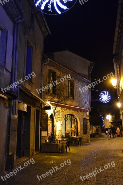 Night Christmas Medieval Street Carcassonne Garland