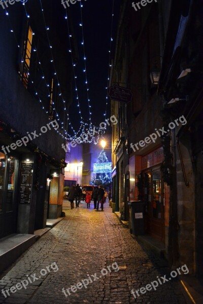 Night Christmas Medieval Street Carcassonne Garland