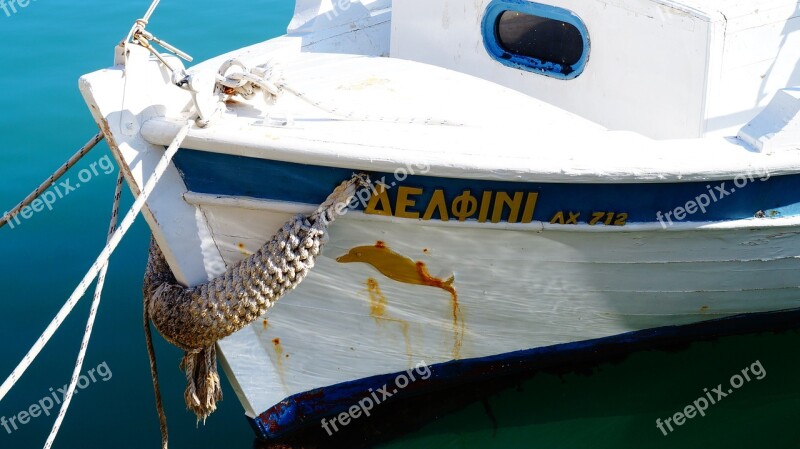 Boat Crete Greece Dolphin Free Photos