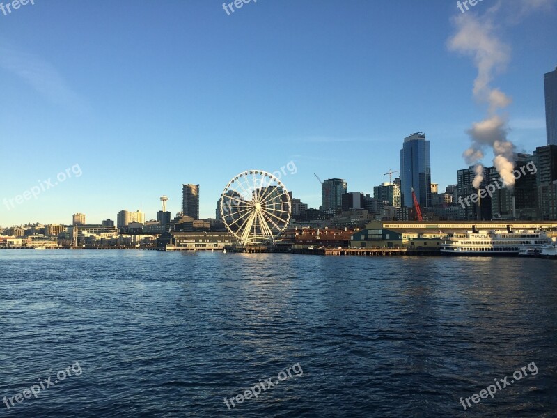 Ferris Wheel Seattle Puget Sound Washington Wheel