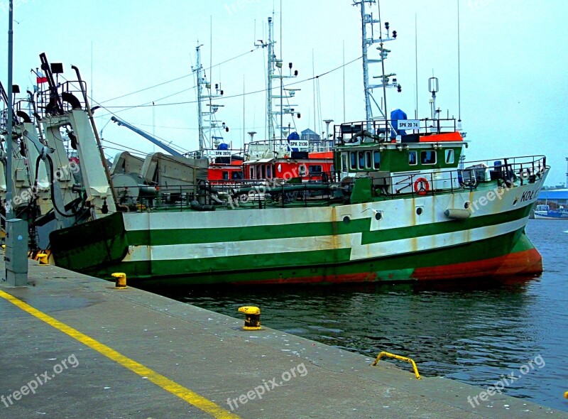 Kolobrzeg Poland Port Ships Commercial Fishing Vessels