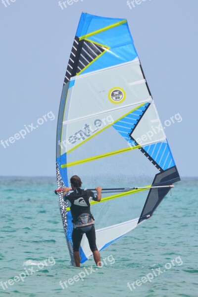 Windsurf Man People Sports Sea