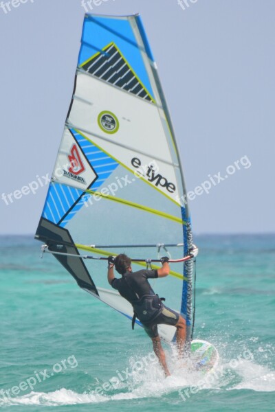 Windsurf Man People Sports Sea