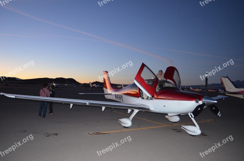 Light Airplane Aircraft Aviation Airplane Sunset