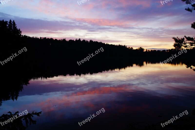 Abendstimmung Sunset Lake Sweden Förjön Lake