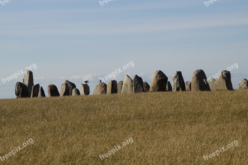 Stones Stone Ship Sacred Place Viking Stone Setting