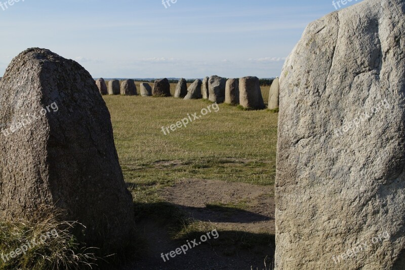 Stones Stone Ship Sacred Place Viking Stone Setting