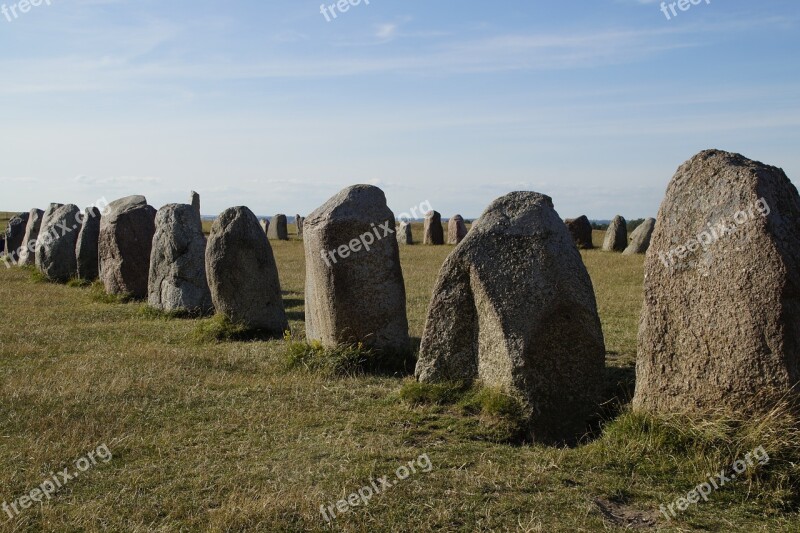 Stones Stone Ship Sacred Place Viking Stone Setting