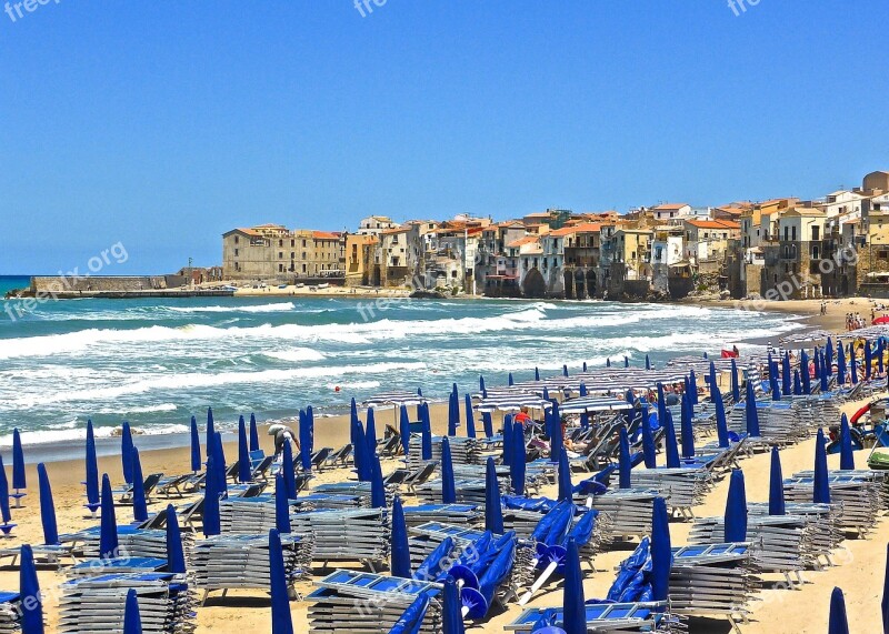 Seaside Cefalù Sicily Chairs Shore