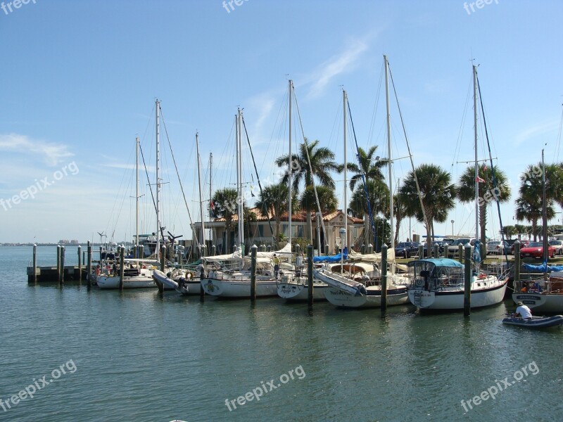 Boats Water Palms Summer Vacation