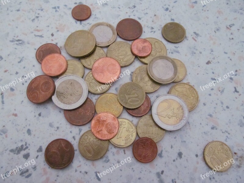 Money Loose Change Coins Currency Euro