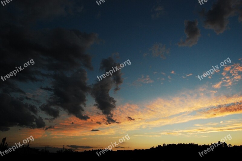 Sunset Sky Clouds Cloudy Horizon