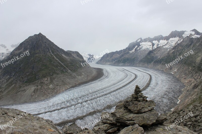 Glacier Aletsch Balance Mountain Snow