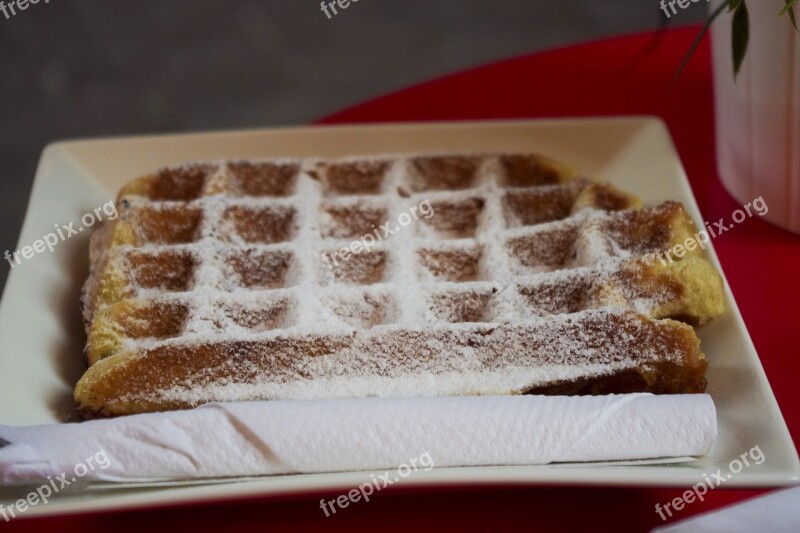 Waffle Sugar Dusting Snack Dessert