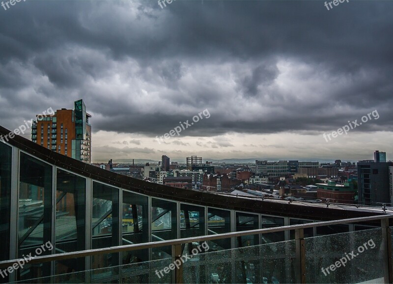 Manchester Cityscape Storm Architecture England