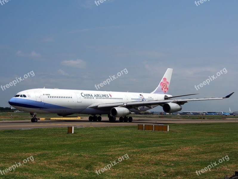 China Airlines Airbus A340 Aircraft Airplane Taxiing