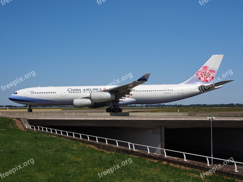 China Airlines Airbus A340 Aircraft Airplane Taxiing