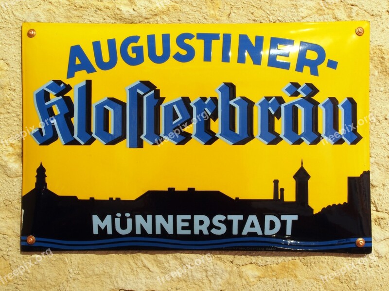 Augustiner Klosterbräu Münnerstadt Advertising Sign Enamel