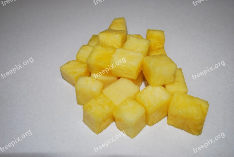 Cubed Pineapple Fruit Free Photos