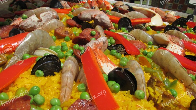 Paella Food Shrimp Seafood Spanish Food