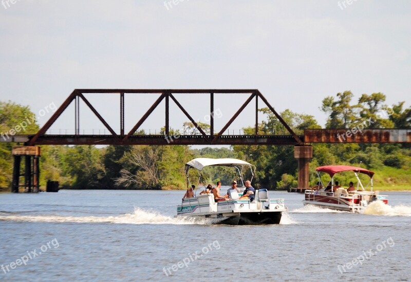 Pontoon Boat Lake River Summer