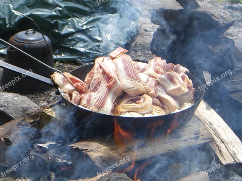 Bacon Frying Pan Outdoor Cooking Breakfast