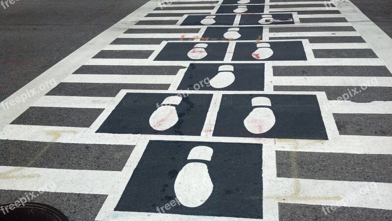 Crosswalk Footprints Pedestrian Traffic Crossing