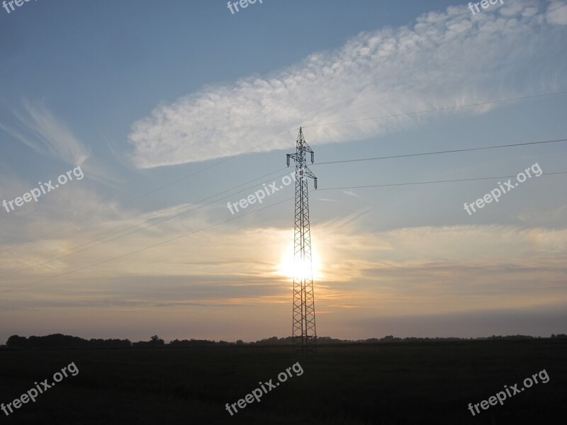 Power Poles Sunset Cloud Mood Free Photos