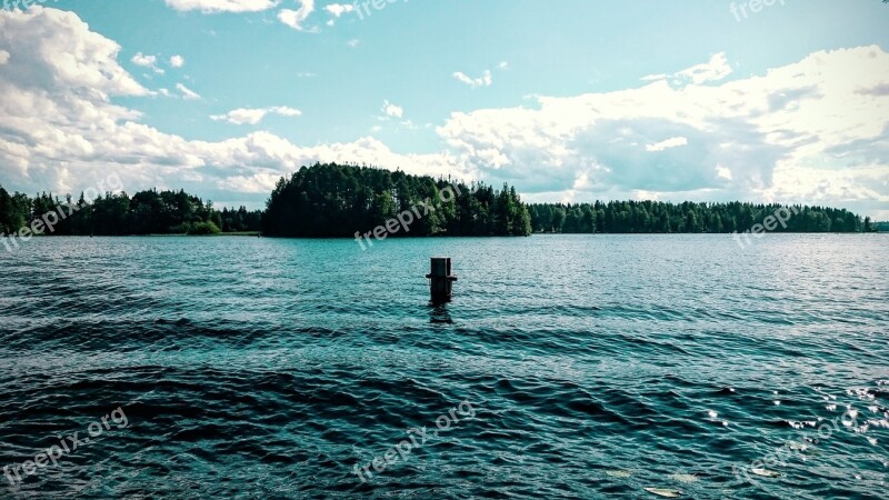 Summer Lake Beach Trees Water