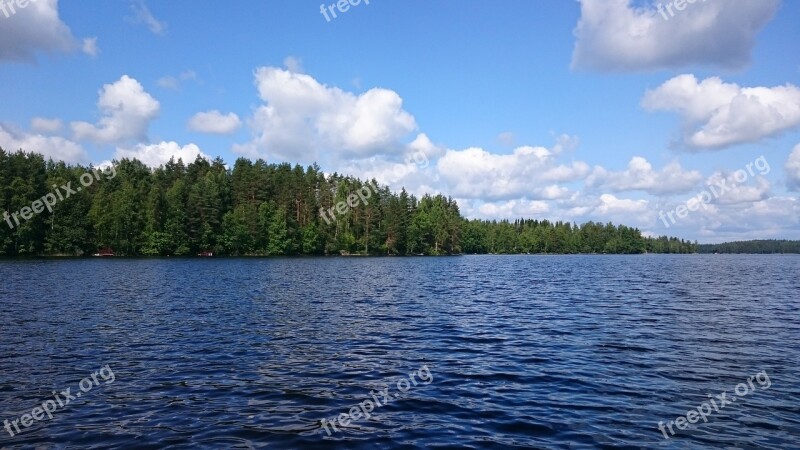 Landscape Lake Beach Trees Water