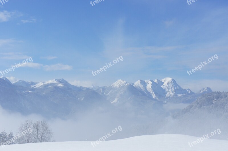 Snow Mountains Sky High Mountains Winter