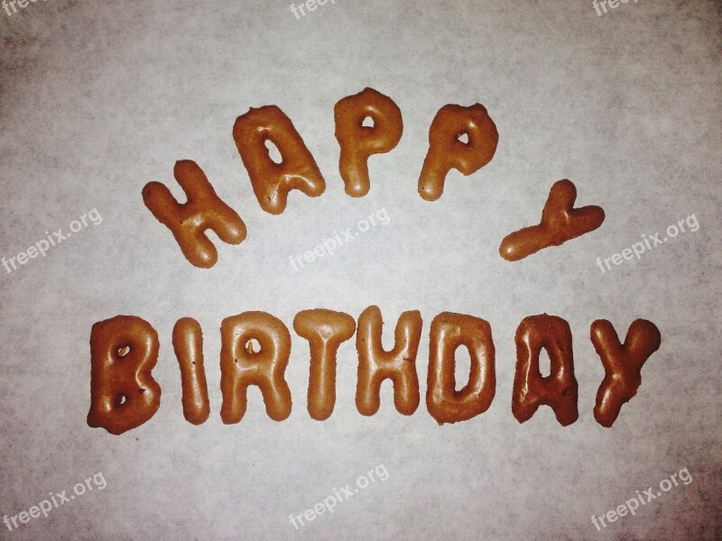 Birthday Letters Congratulate Brown Cake