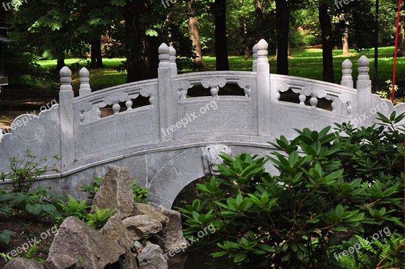 Poland Warsaw Park Bridge Chinese Garden