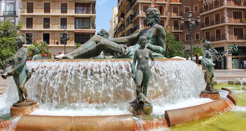 Fountain Turia Valence Spain Place Of The Virgin