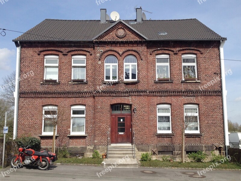 House Brick Stone Built House Facade Front View