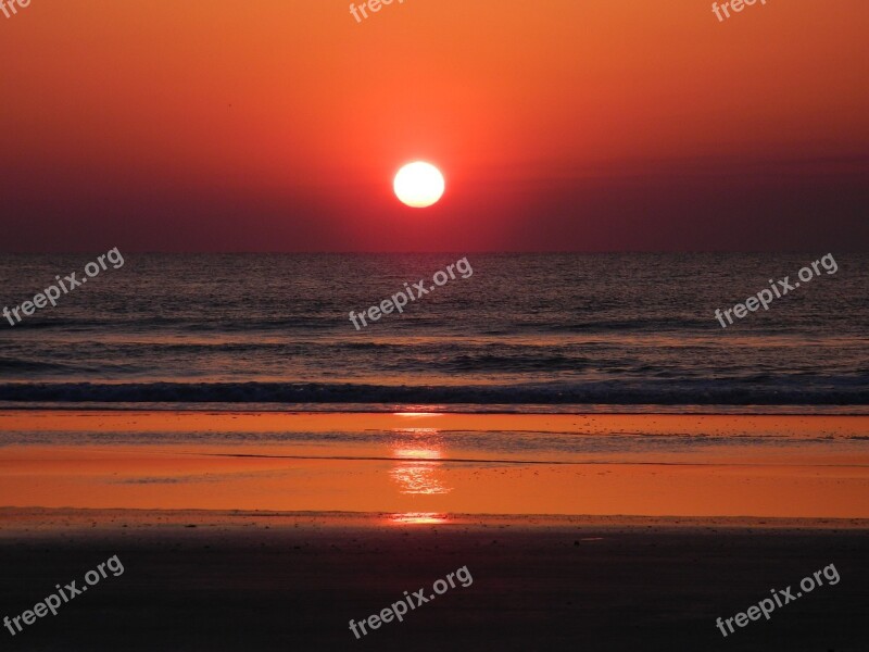 Sunrise Beach Sky Coast Reflection