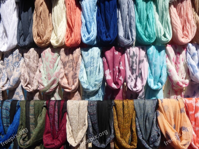 Scarf Colorful Market Stall Free Photos